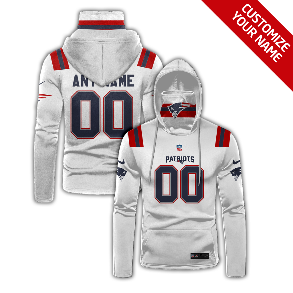Men's New England Patriots 2020 White Customize Hoodie Mask
